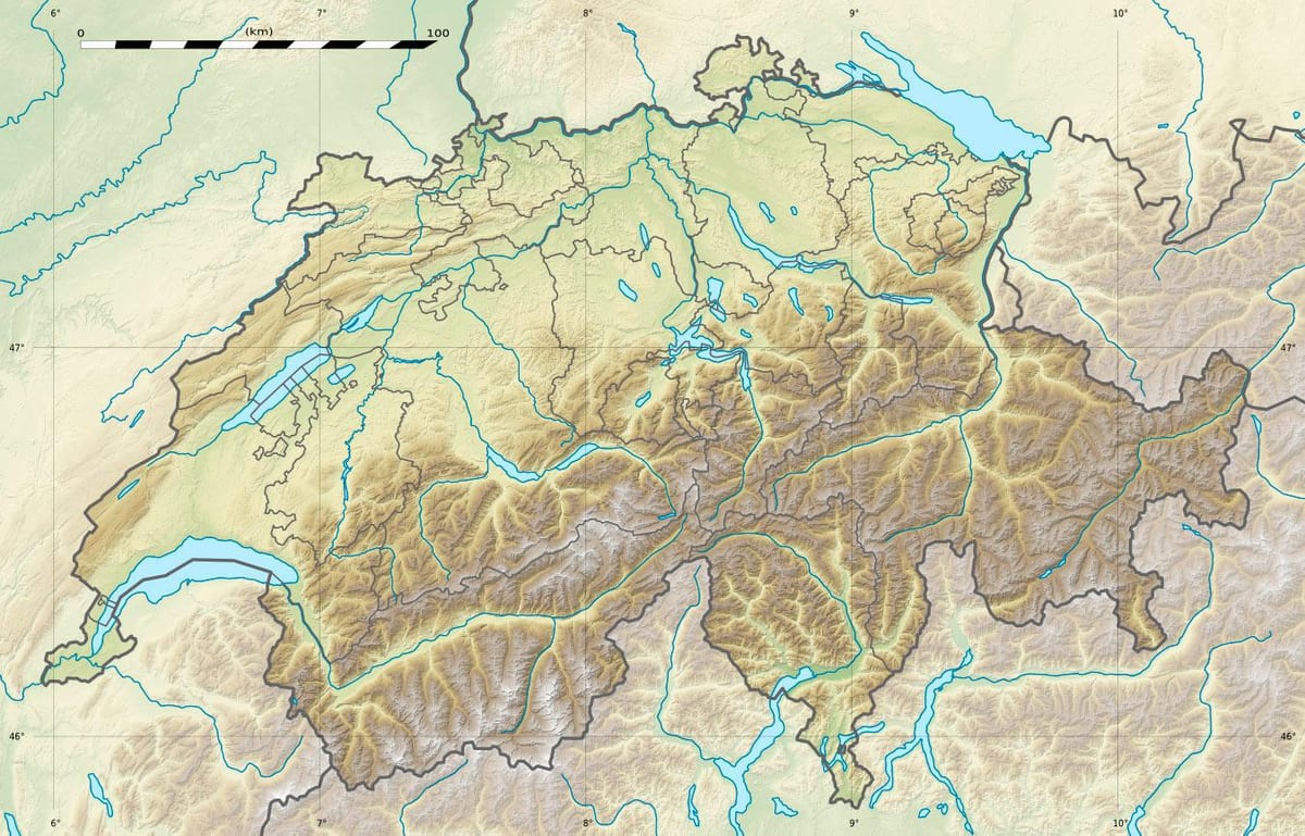 карта Швейцарії полегшення