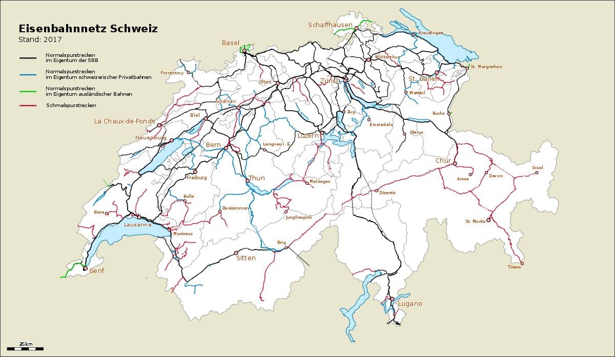 карта Швейцарії порти
