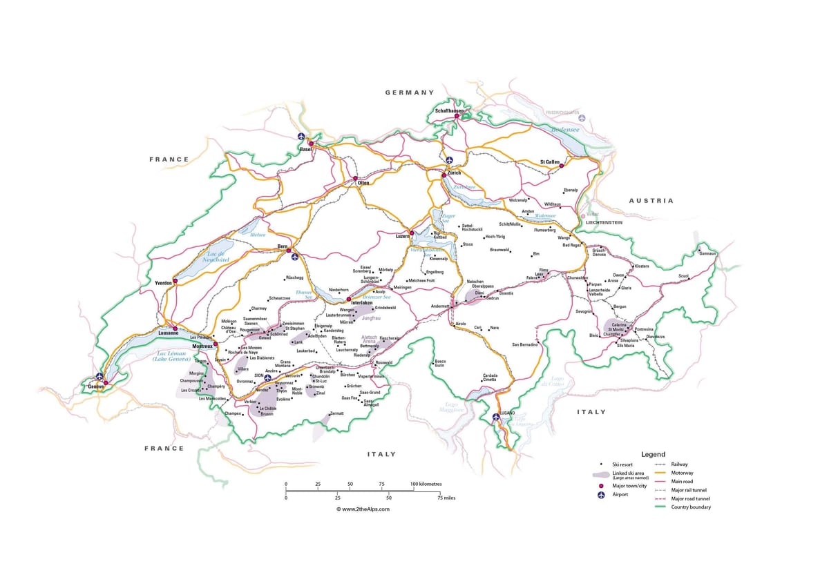 карта Швейцарії метро