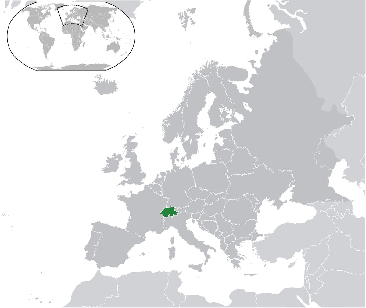 карта світу, показує Швейцарія