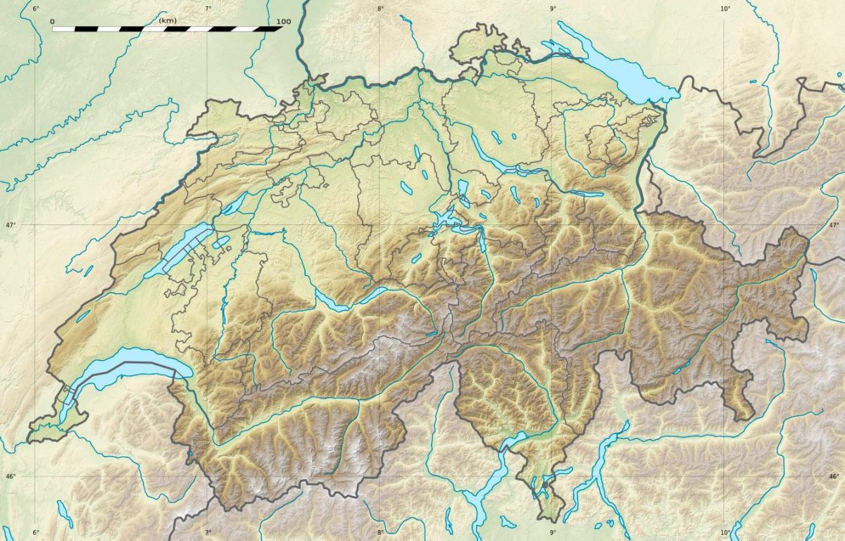 карта Швейцарії полегшення