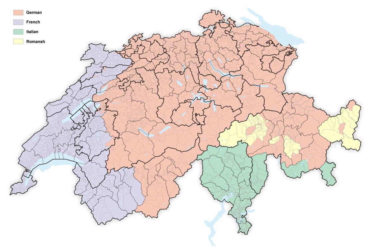 карта Швейцарії мова