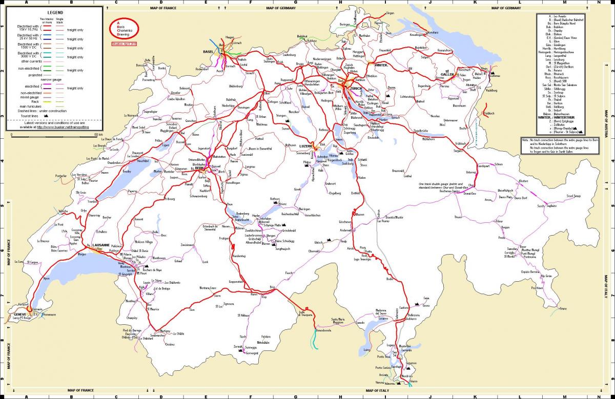 подорож на поїзді до Швейцарії карті