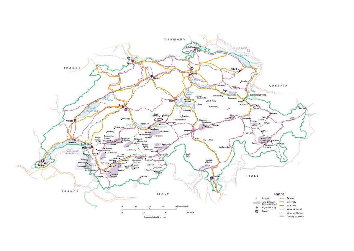 карта Швейцарії метро 