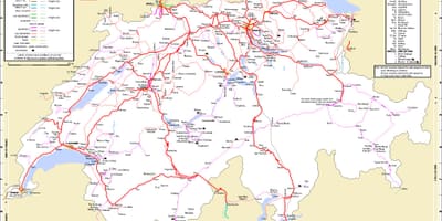 Подорож на поїзді до Швейцарії карті