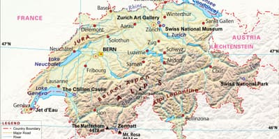 Карта аеропортів в Швейцарії