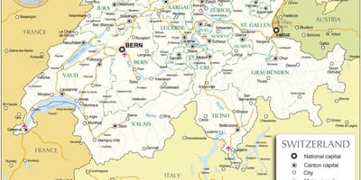 Міжнародні аеропорти Швейцарії на карті