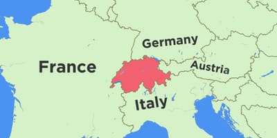 Карта Швейцарії та сусідніх країн
